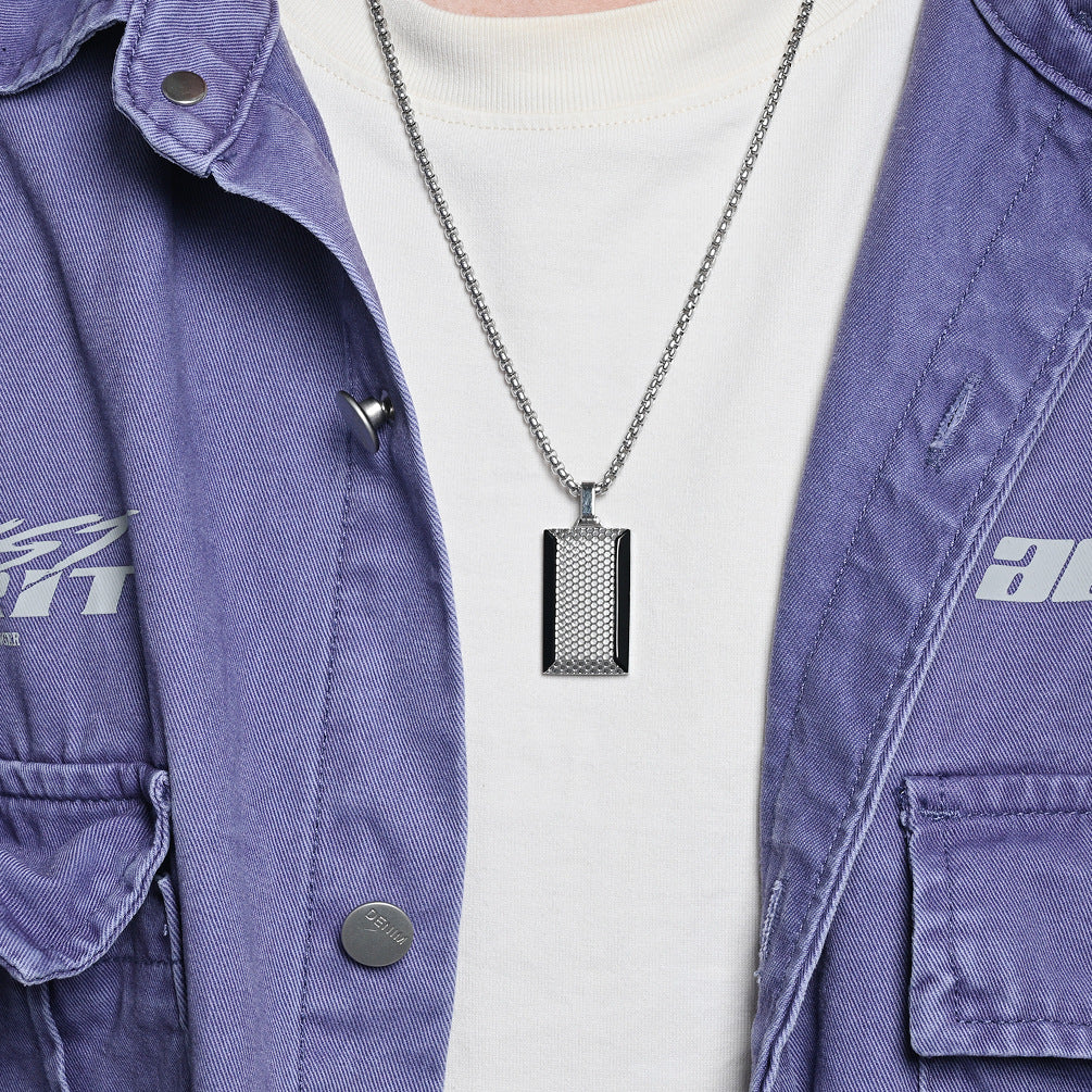 Honeycomb Pendant Necklace For Men, Made Of Durable Titanium Steel