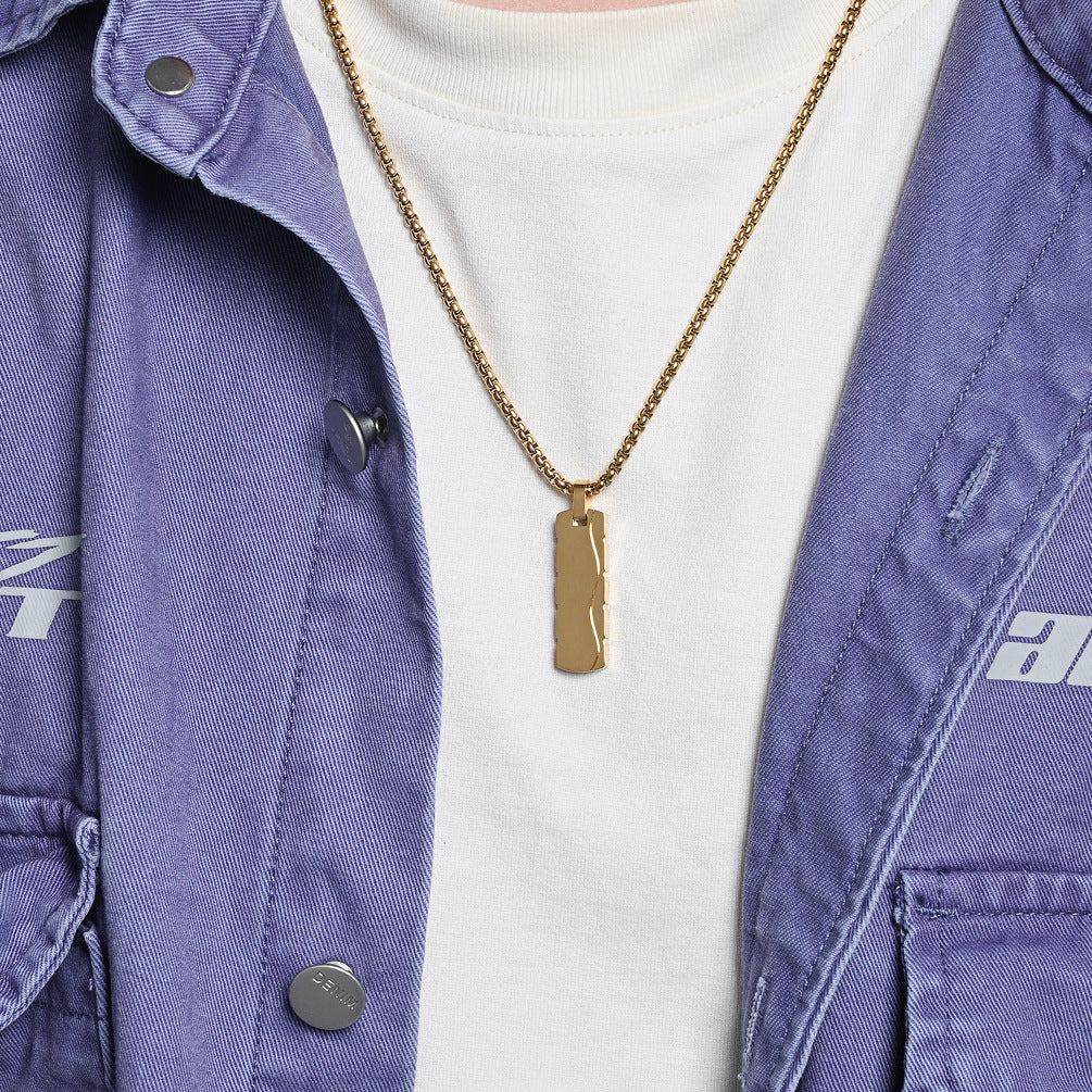 Simple Style Square Pendant Necklace For Everyday Wear, Made Of Durable Titanium Steel