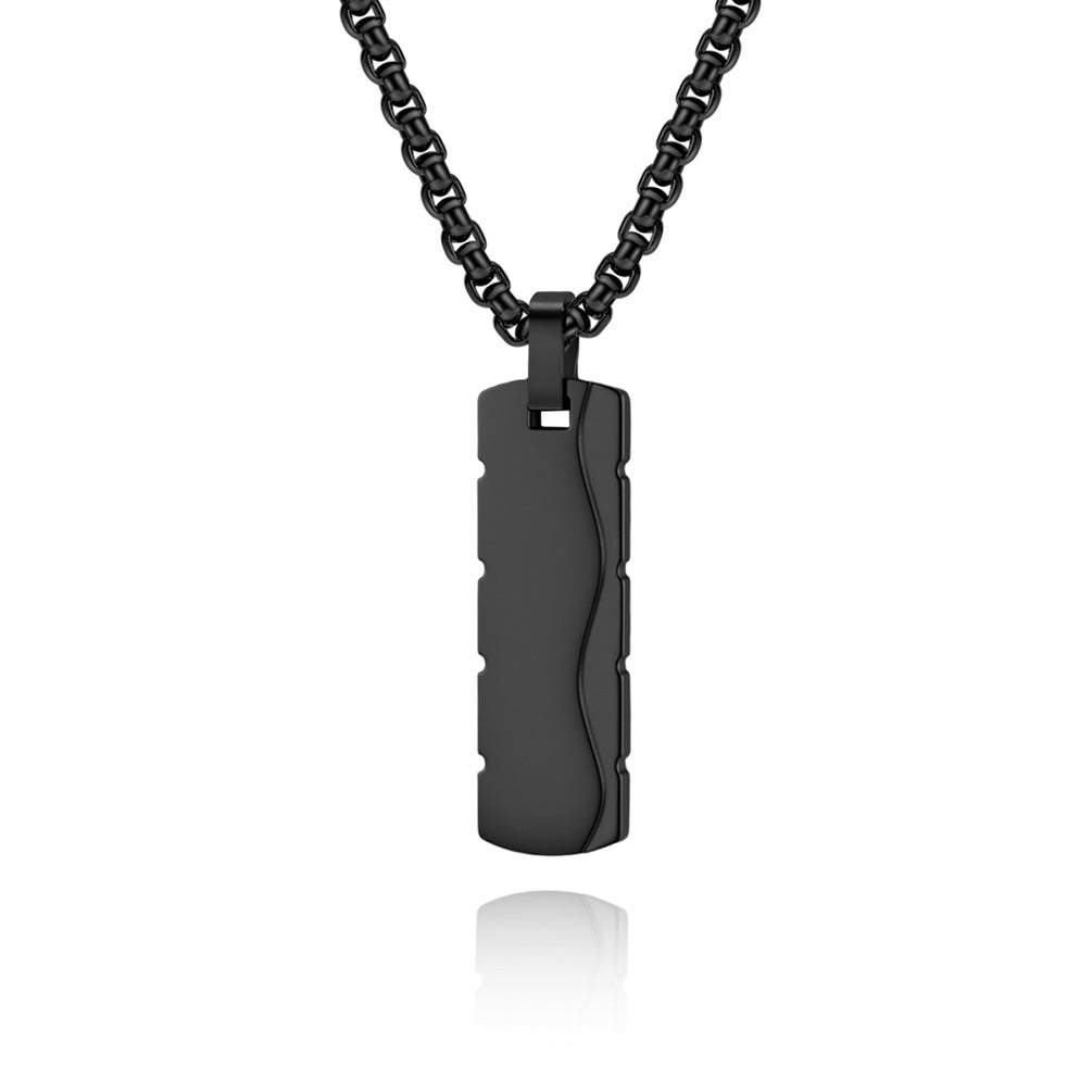 Simple Style Square Pendant Necklace For Everyday Wear, Made Of Durable Titanium Steel
