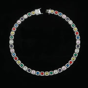 Silver Colored Diamond (10mm Square Glass/full Diamond Clasp)