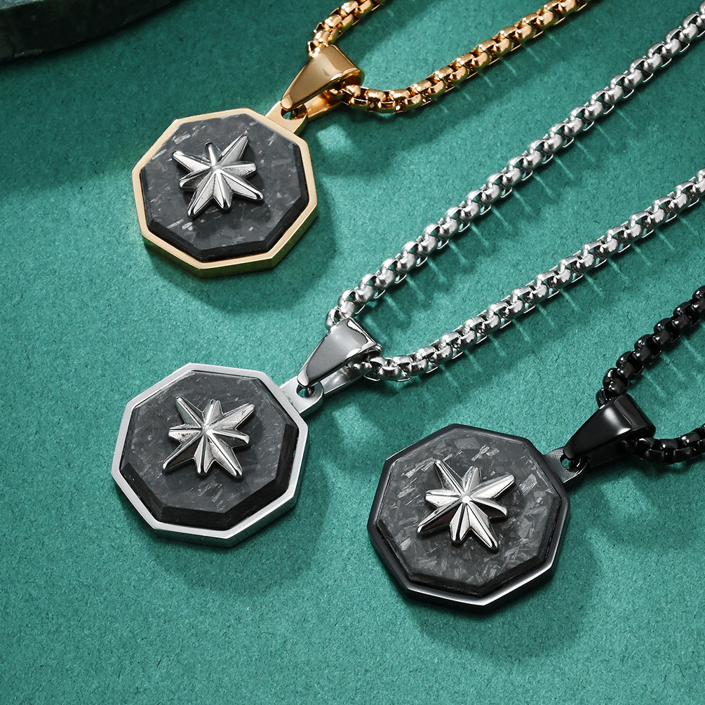 Novelty Star Pendant For Men's In Steel Color 304 Stainless Steel With Electroplated Finish