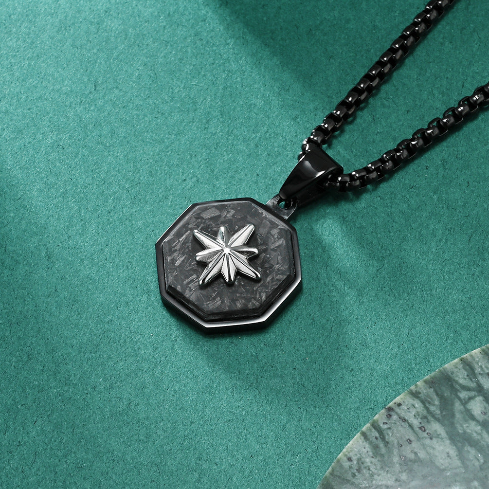 Novelty Star Pendant For Men's In Steel Color 304 Stainless Steel With Electroplated Finish
