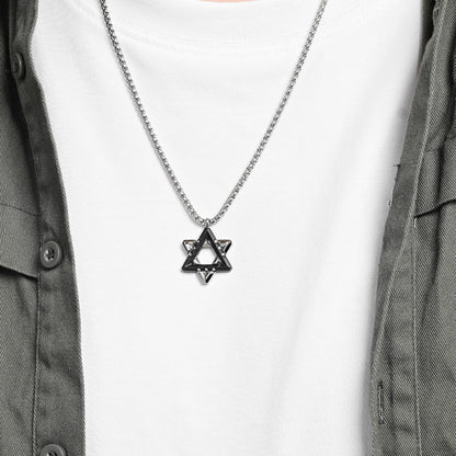 Hexagram Pendant Necklace For Men In Original Design, Made Of Durable Titanium Steel