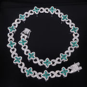 Silver Green Diamond (Colored Glass Figure 8 Chain + Full Diamond Clasp)