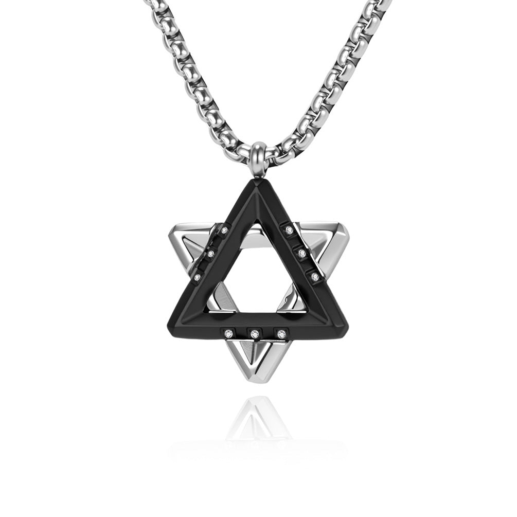 Hexagram Pendant Necklace For Men In Original Design, Made Of Durable Titanium Steel