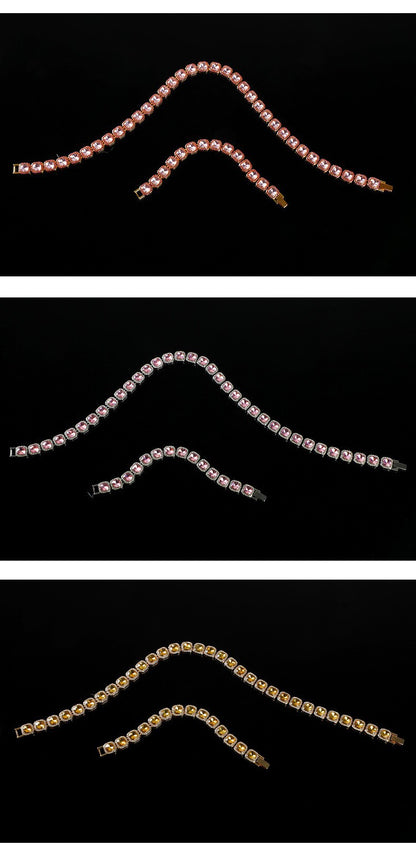 For Unisex Hip-Hop Golden Cuban Link Chain Curb Chain Made Of Zinc Alloy With Glass Inlay