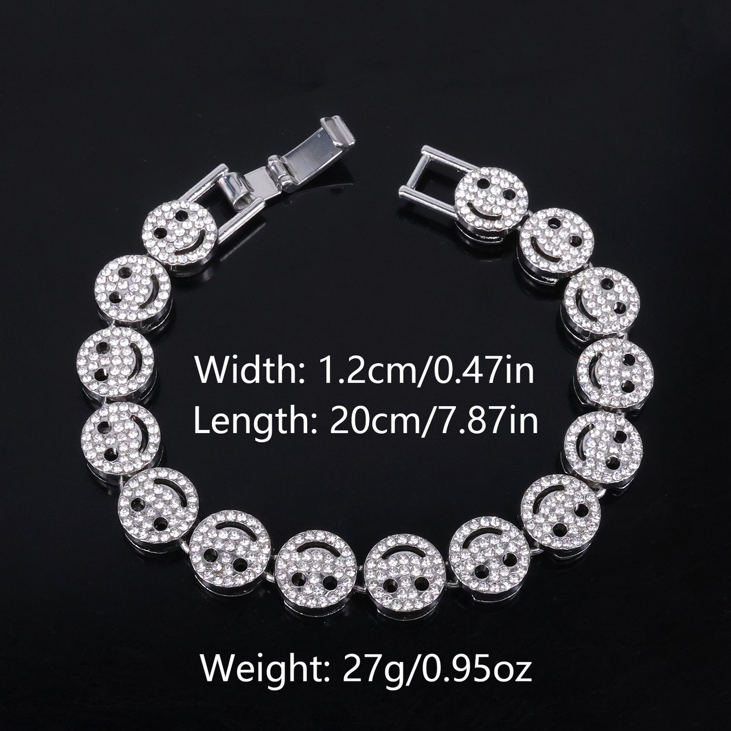 Golden Hip-Hop Smiley Face Pendant For Men's Cuban Link Chain Curb Chain Featuring Rhinestone Inlay Alloy Material