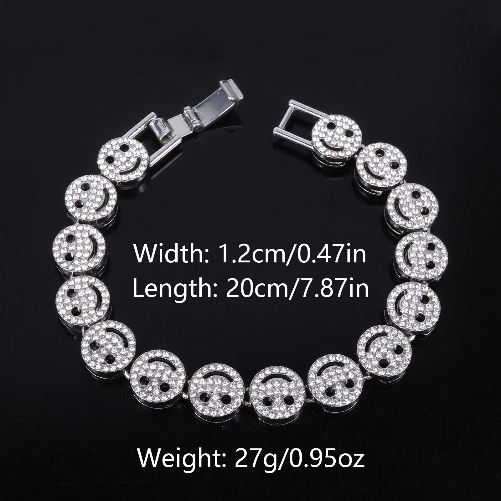 Golden Hip-Hop Smiley Face Pendant For Men's Cuban Link Chain Curb Chain Featuring Rhinestone Inlay Alloy Material