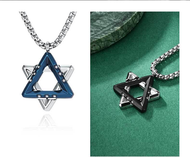 Hexagram Pendant Necklace For Men In Original Design, Made Of Durable Titanium Steel