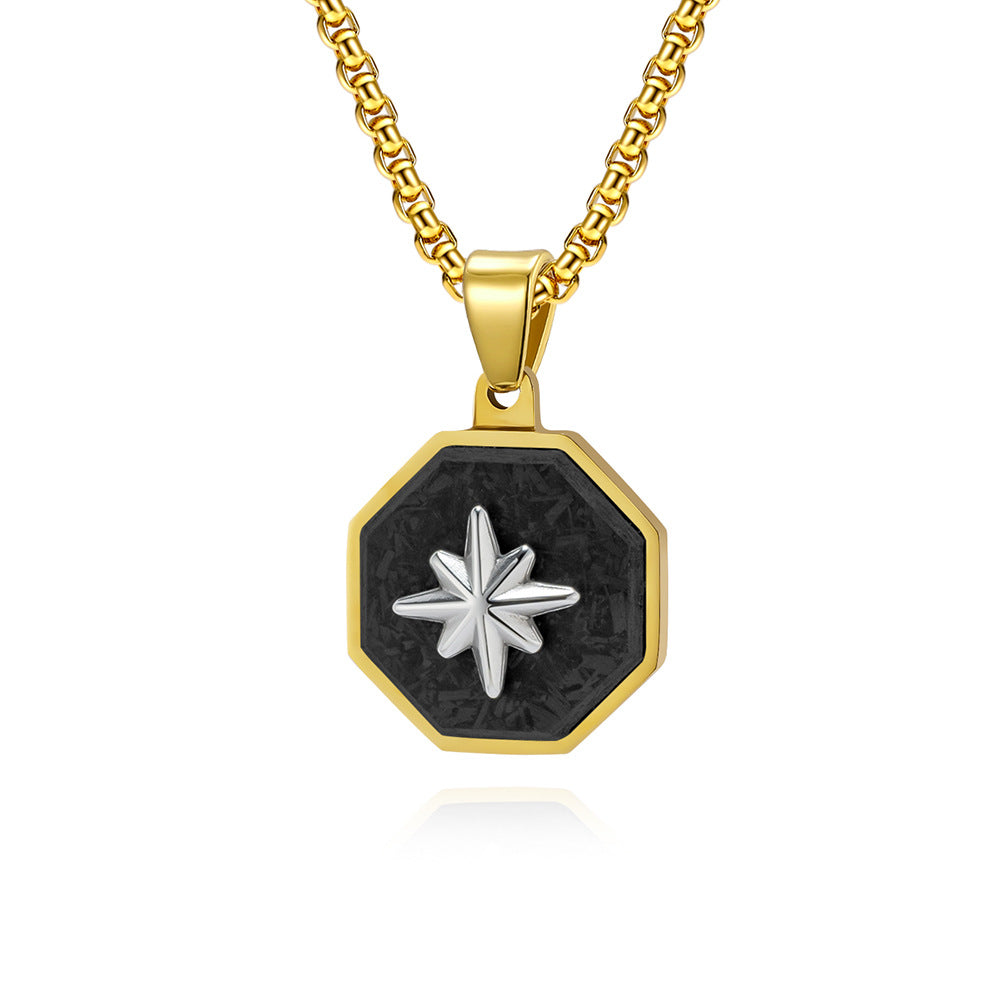 Novelty Star Pendant For Men's In Steel Color 304 Stainless Steel With Electroplated Finish