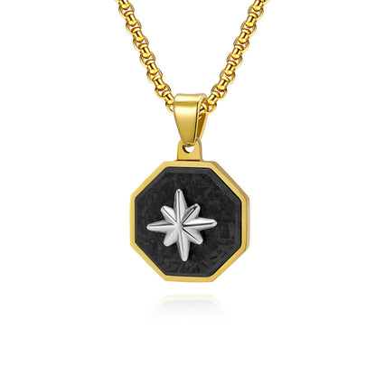 Novelty Star Pendant For Men's In Steel Color 304 Stainless Steel With Electroplated Finish