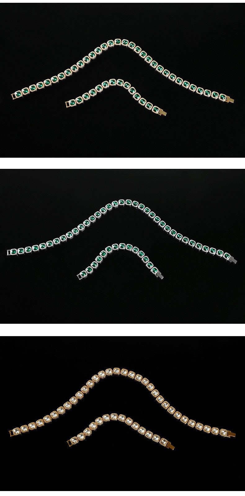 For Unisex Hip-Hop Golden Cuban Link Chain Curb Chain Made Of Zinc Alloy With Glass Inlay