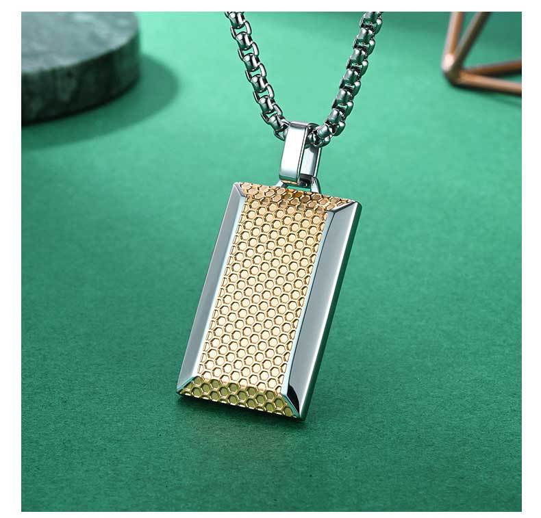 Honeycomb Pendant Necklace For Men, Made Of Durable Titanium Steel