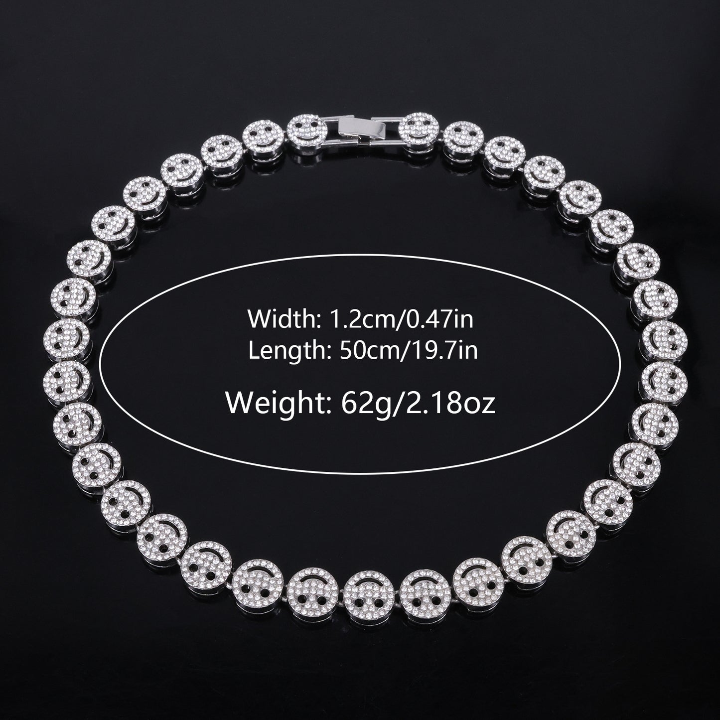 Golden Hip-Hop Smiley Face Pendant For Men's Cuban Link Chain Curb Chain Featuring Rhinestone Inlay Alloy Material