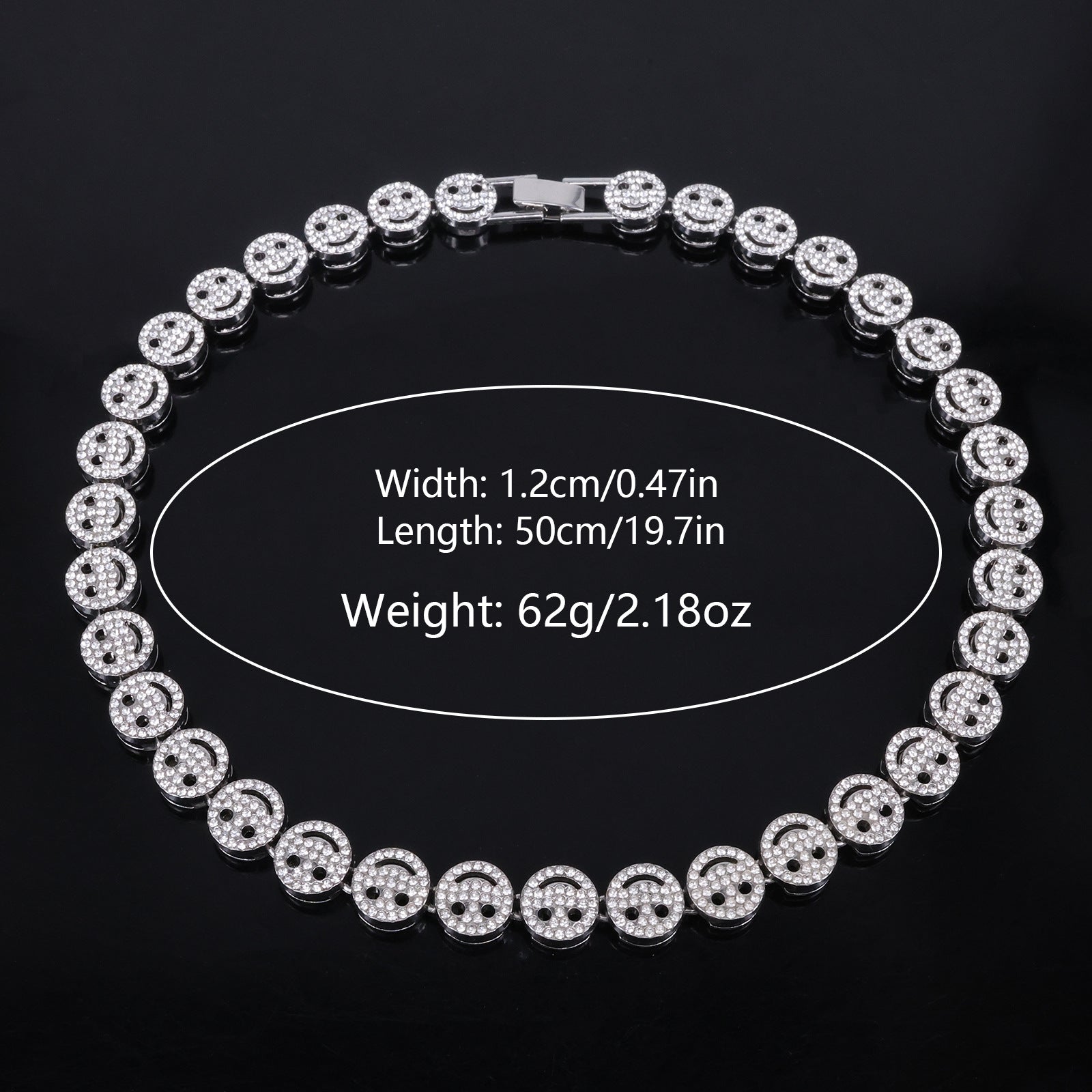Golden Hip-Hop Smiley Face Pendant For Men's Cuban Link Chain Curb Chain Featuring Rhinestone Inlay Alloy Material