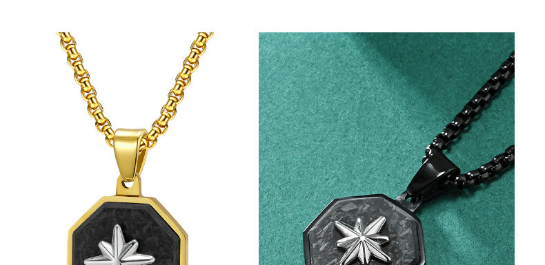 Novelty Star Pendant For Men's In Steel Color 304 Stainless Steel With Electroplated Finish