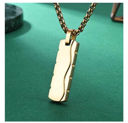 Simple Style Square Pendant Necklace For Everyday Wear, Made Of Durable Titanium Steel