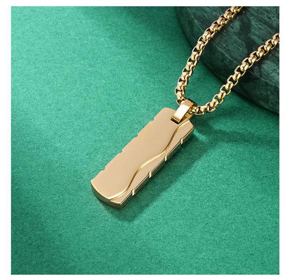 Simple Style Square Pendant Necklace For Everyday Wear, Made Of Durable Titanium Steel