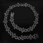 Black Gray Diamond (Colored Glass Figure 8 Chain + Full Diamond Clasp)