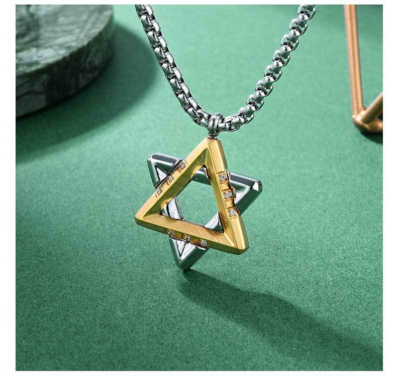 Hexagram Pendant Necklace For Men In Original Design, Made Of Durable Titanium Steel