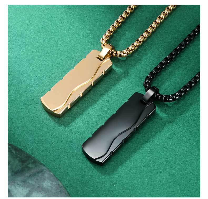 Simple Style Square Pendant Necklace For Everyday Wear, Made Of Durable Titanium Steel