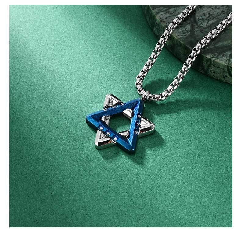 Hexagram Pendant Necklace For Men In Original Design, Made Of Durable Titanium Steel