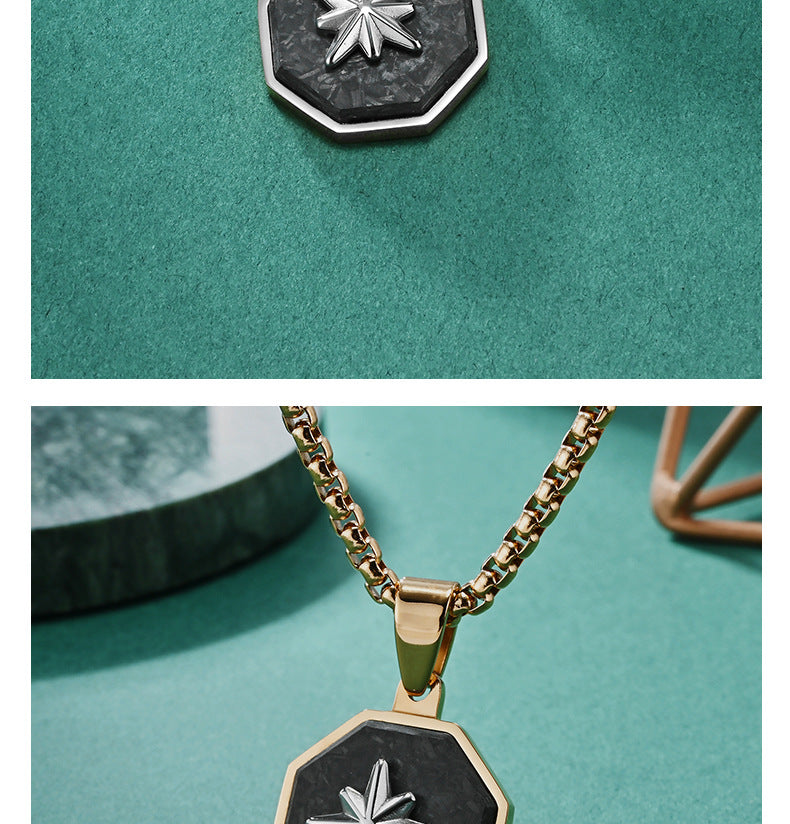 Novelty Star Pendant For Men's In Steel Color 304 Stainless Steel With Electroplated Finish