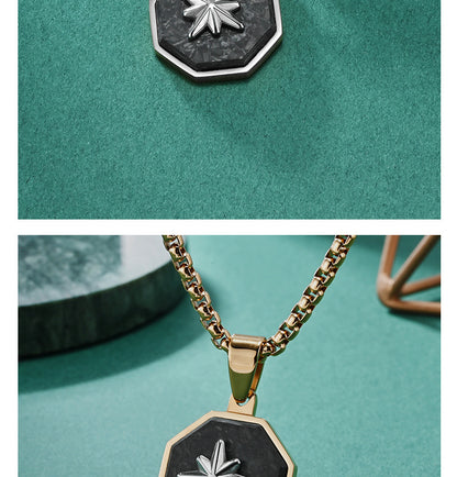 Novelty Star Pendant For Men's In Steel Color 304 Stainless Steel With Electroplated Finish