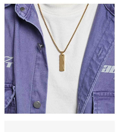 Simple Style Square Pendant Necklace For Everyday Wear, Made Of Durable Titanium Steel