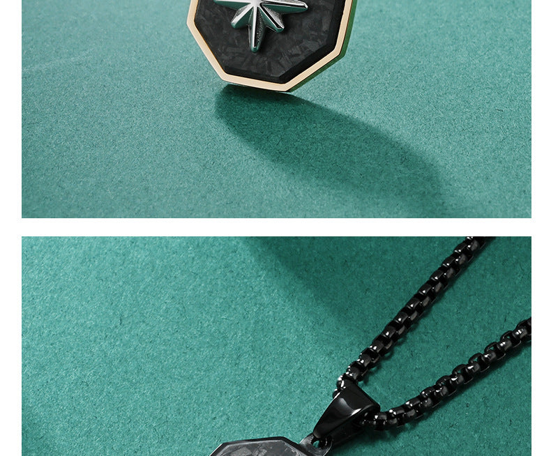 Novelty Star Pendant For Men's In Steel Color 304 Stainless Steel With Electroplated Finish