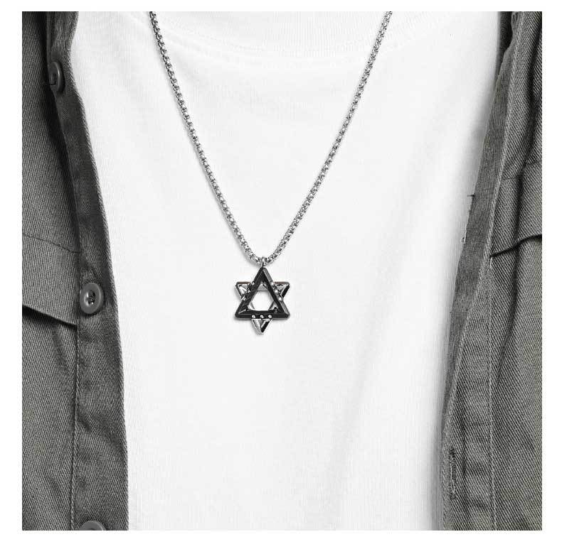Hexagram Pendant Necklace For Men In Original Design, Made Of Durable Titanium Steel