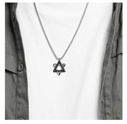 Hexagram Pendant Necklace For Men In Original Design, Made Of Durable Titanium Steel