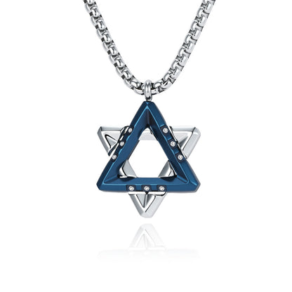 Hexagram Pendant Necklace For Men In Original Design, Made Of Durable Titanium Steel