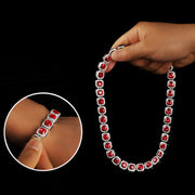 Silver Red Glass + Simple Clasp