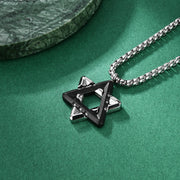 Black Pendant with Steel-colored Pearl Chain