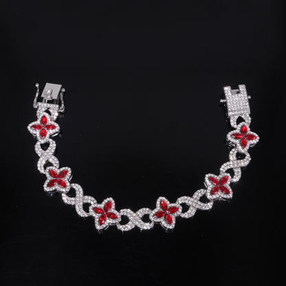 Four Leaf Clover Necklace For Unisex Featuring Golden Zinc Alloy With Glass Inlay And Cuban Link Chain