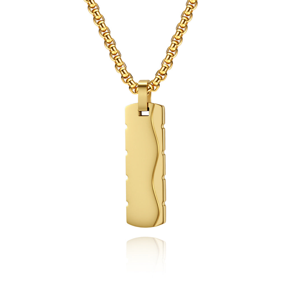 Simple Style Square Pendant Necklace For Everyday Wear, Made Of Durable Titanium Steel