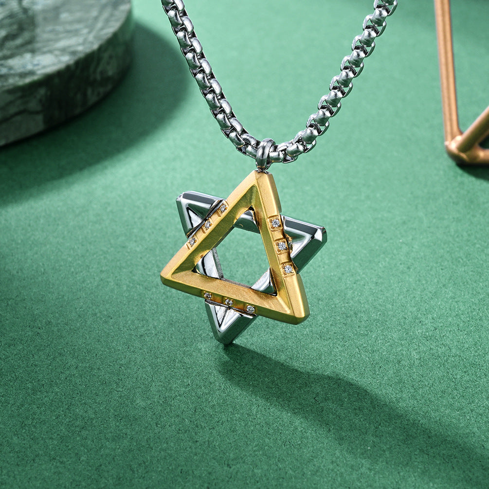 Hexagram Pendant Necklace For Men In Original Design, Made Of Durable Titanium Steel