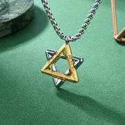 Gold Pendant with Steel Color Pearl Chain