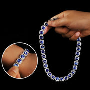 Silver Royal Blue Glass + Simple Buckle