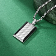 Black Steel Pendant with Steel Pearl Chain