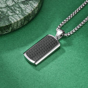 Black Pendant with Steel-colored Pearl Chain