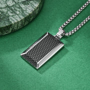 Steel Black Pendant with Steel Color Pearl Chain