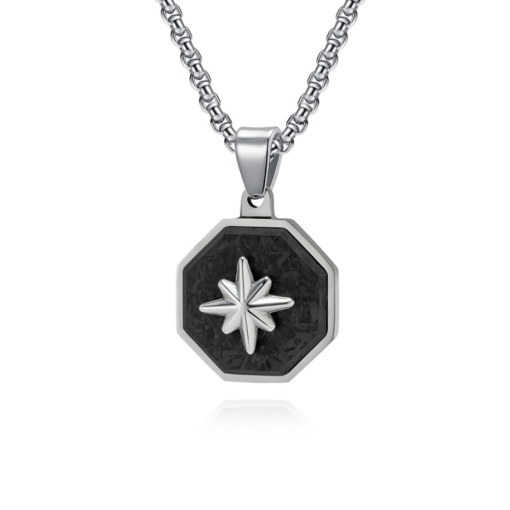 Novelty Star Pendant For Men's In Steel Color 304 Stainless Steel With Electroplated Finish
