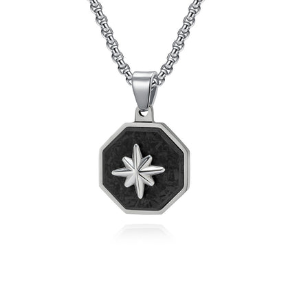 Novelty Star Pendant For Men's In Steel Color 304 Stainless Steel With Electroplated Finish
