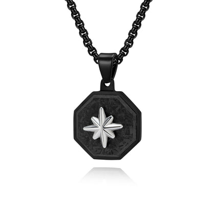 Novelty Star Pendant For Men's In Steel Color 304 Stainless Steel With Electroplated Finish