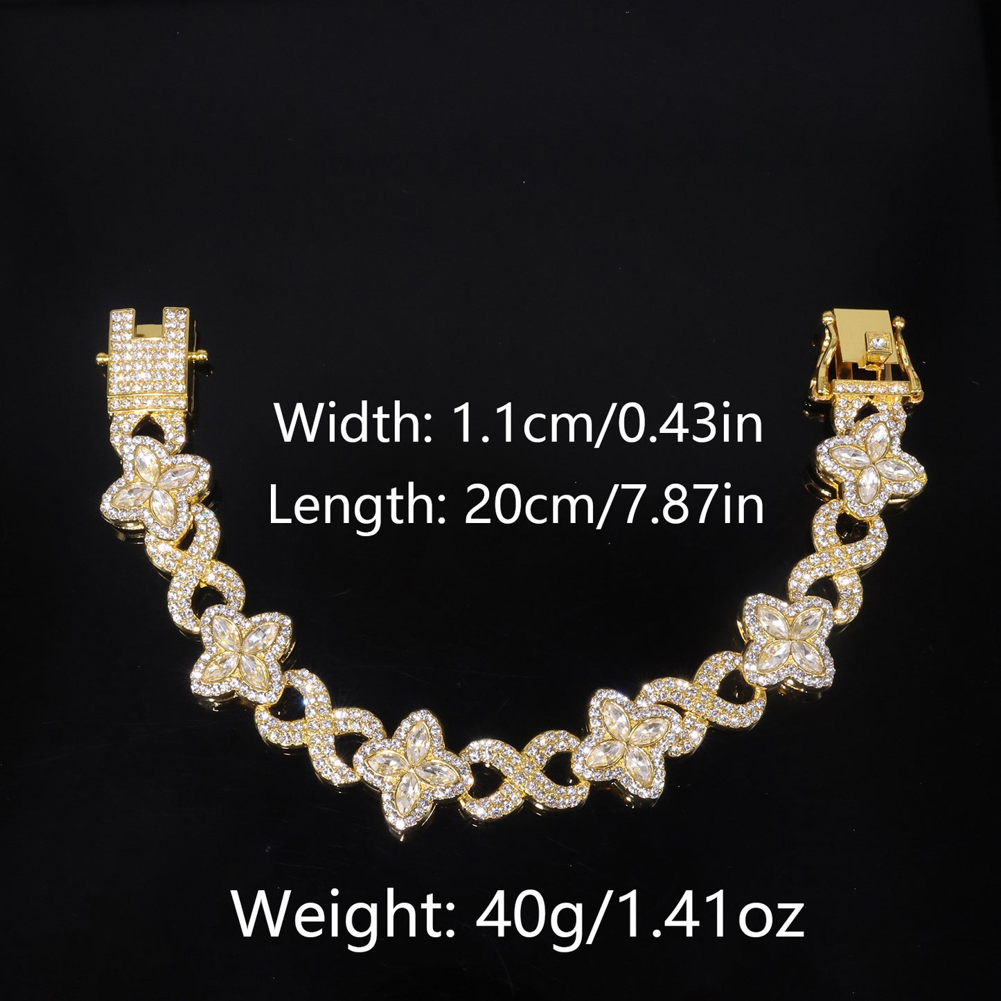 Four Leaf Clover Necklace For Unisex Featuring Golden Zinc Alloy With Glass Inlay And Cuban Link Chain