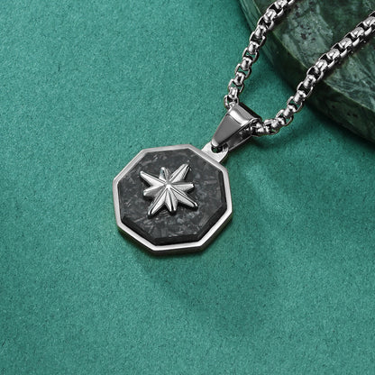 Novelty Star Pendant For Men's In Steel Color 304 Stainless Steel With Electroplated Finish