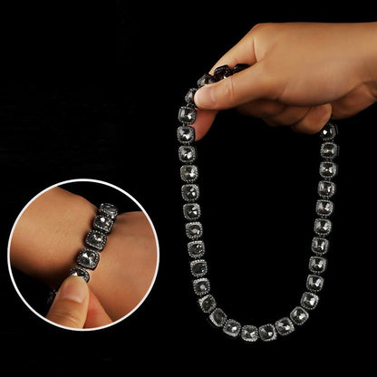 For Unisex Hip-Hop Golden Cuban Link Chain Curb Chain Made Of Zinc Alloy With Glass Inlay