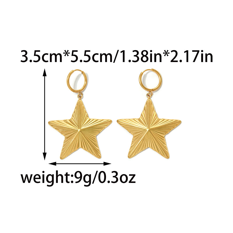 Cute Pentagram Stud Earrings For Women In 304 Stainless Steel With 18K Gold Plated Electroplated Finish